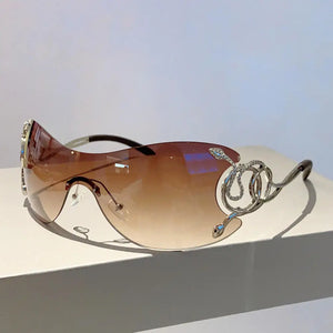 KLASSNUM Rimless Stylish Gradient Lens Metal Frame Eyewear