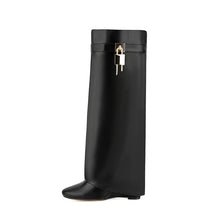 Lock Metal Buckle Knee High Boots