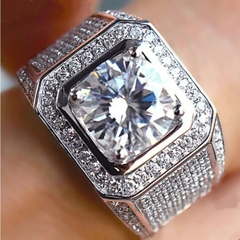 925 Sterling Silver Ring With Zircon Crystals