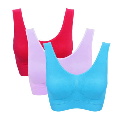 3pcs Seamless Active Bra With Removable Pad