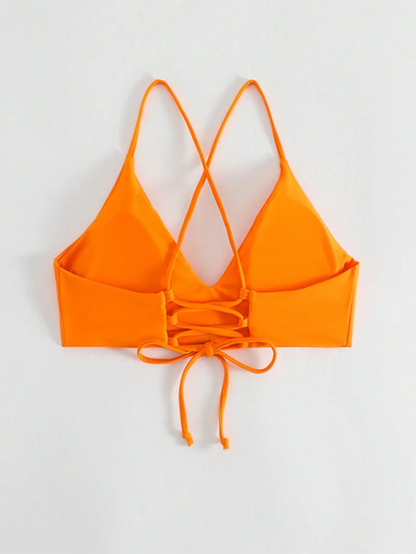 Three Point Non-Steel Ring Gathered Tail Wave Swimsuit