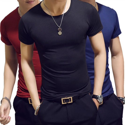 Slim Fit Solid Color Round Neck Tees