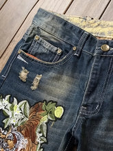 Men's Ripped Designer Print Slim Jeans