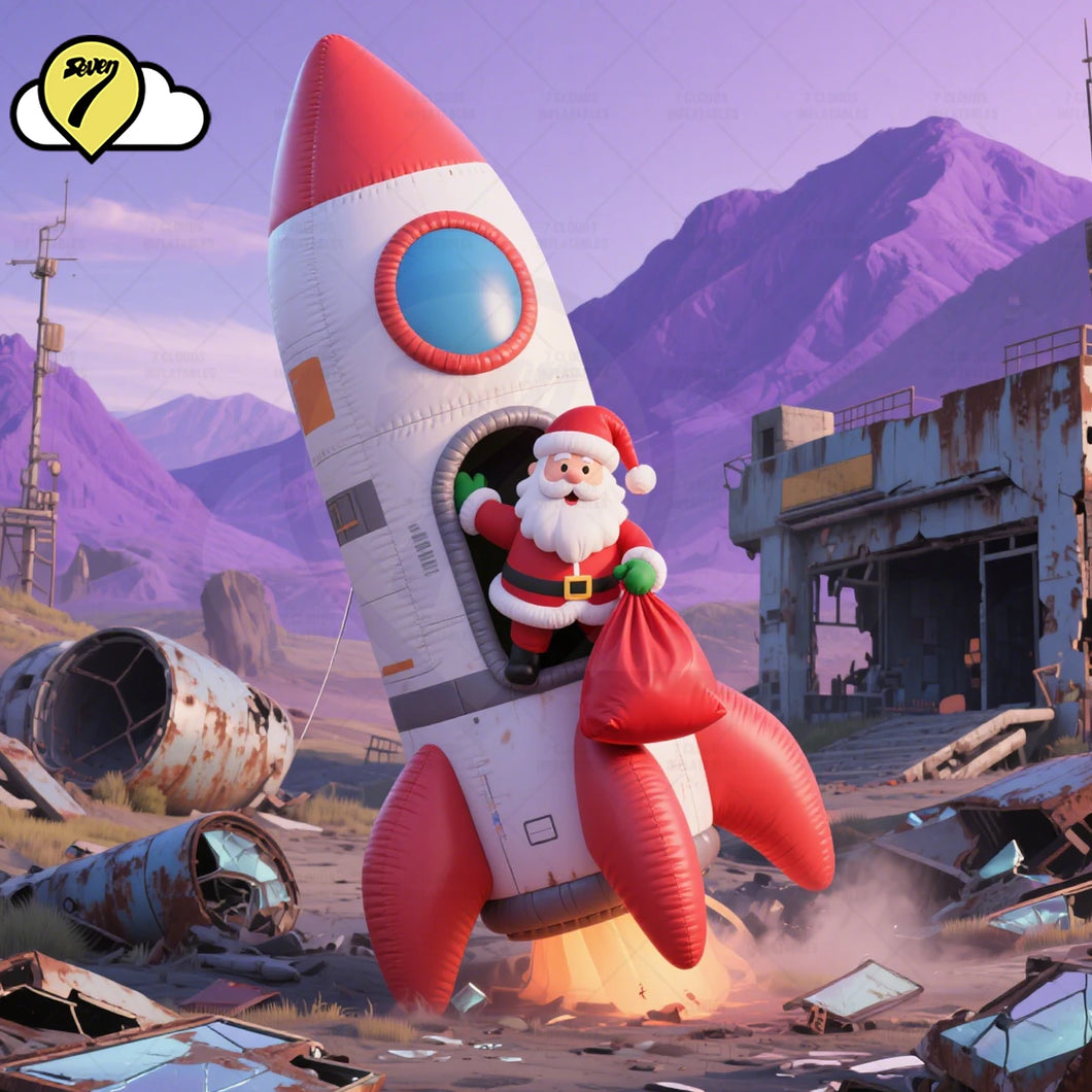 10FT Giant Christmas inflatable Santa Claus with Rocket