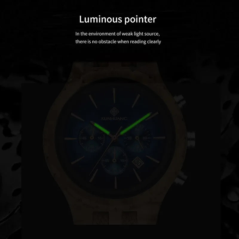 Wood Quartz Luminous Watch