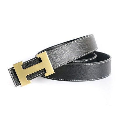 Designer Pin Buckle Genuine Leather H Belt
