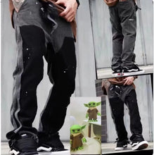 Distressed Vibe Bell Bottom Clean Fit Woodworking Jeans