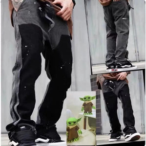 Distressed Vibe Bell Bottom Clean Fit Woodworking Jeans