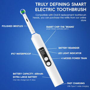 Smart Rotating Electric Toothbrush 4 Modes with 6 Heads