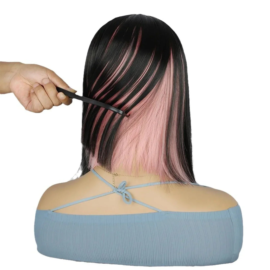 Black To Red Bob Wig Straight Shoulder Length