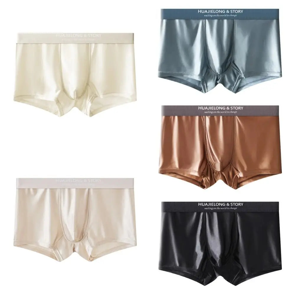 Breathable Thin Satin Seamless Mid Waist Boxers