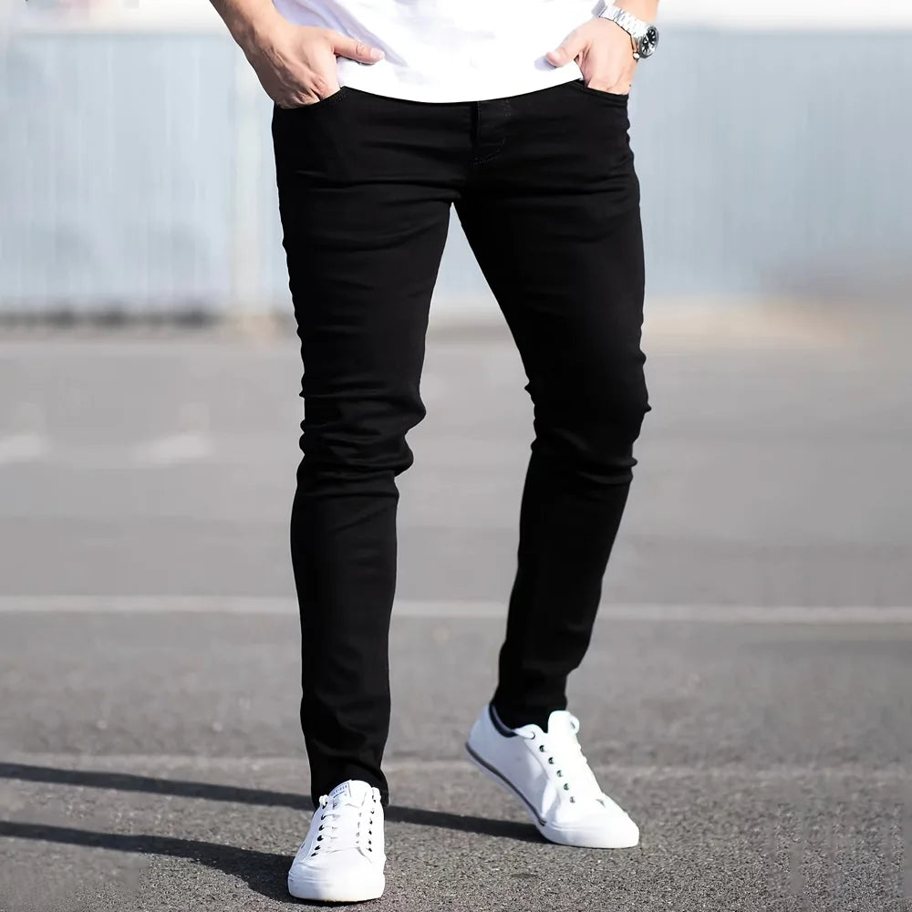 Pure Color Stretch Skinny Jeans