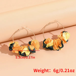 Fabric Flower Dangle Earrings