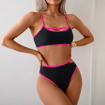 Cikini Backless Color Blocked Bikinis Set