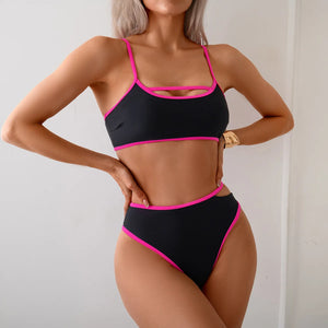 Cikini Backless Color Blocked Bikinis Set