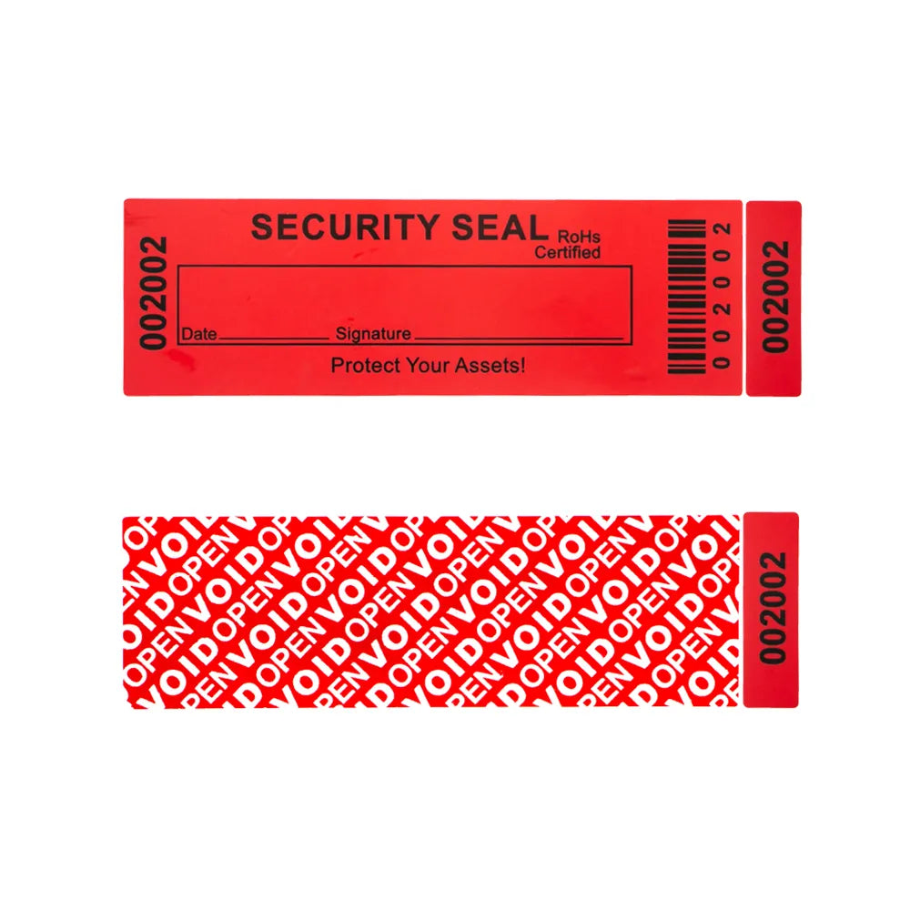 Red Large 35x120mm Tamper Evident Labels