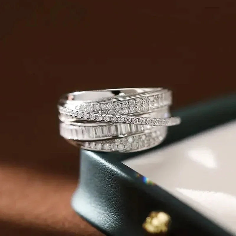 Huitan Gorgeous Cross Design Cubic Zirconia Ring