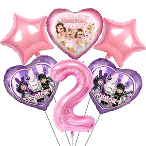 Pink Robloxed Theme Birthday Party Decorations Tableware Balloons Cups Plates Banner Backdrop Set
