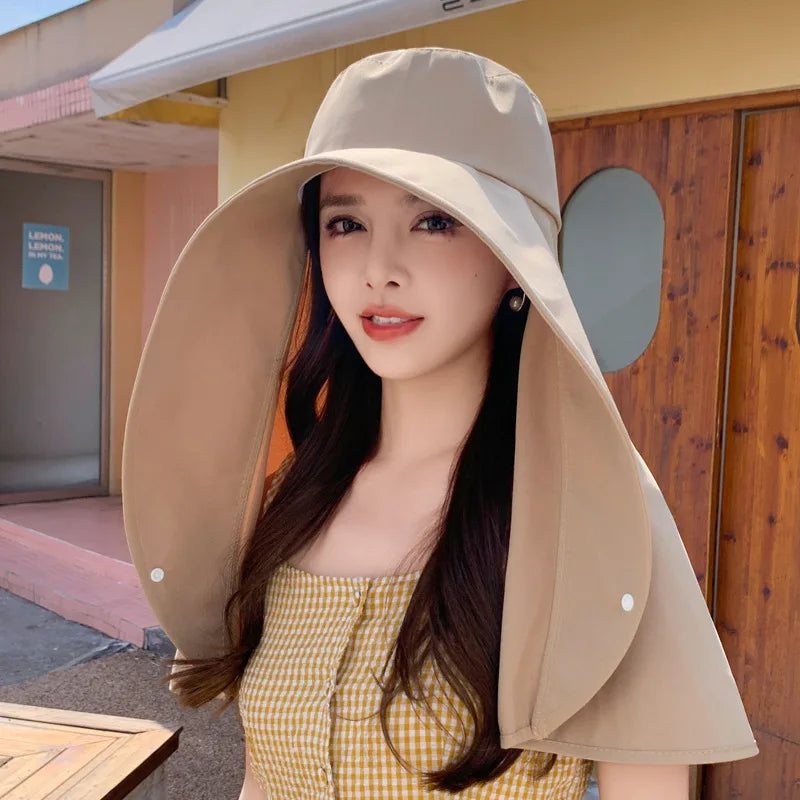 Sun Protection UV Protection Large Brim Face Covering Hat
