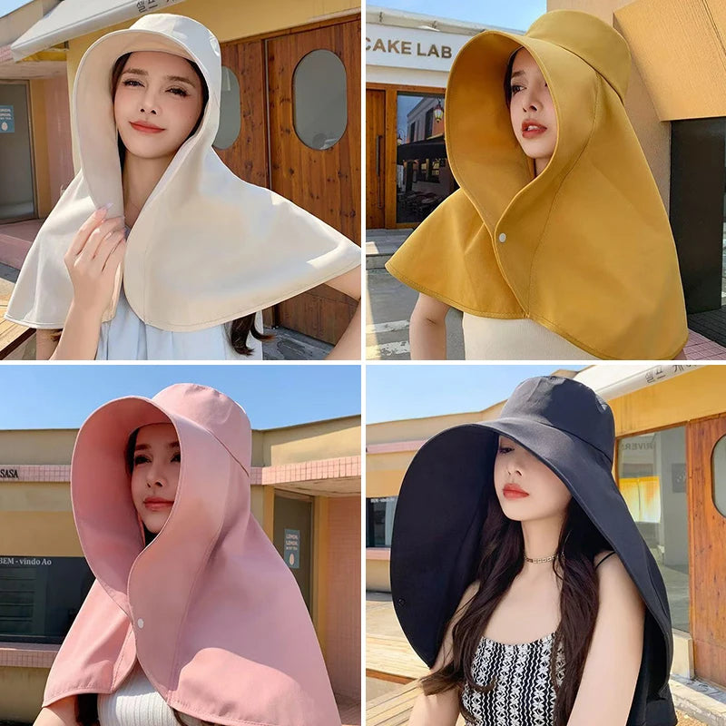 Large Shawl UV Neck Protection Oversized Hat