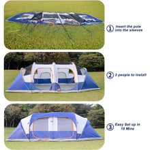 12 Person 3 Room Weather Resistant Double Layer Divided Curtain Tent