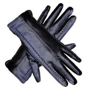 Sheepskin Warm Plush Velvet Short Thin Screen Leather Gloves