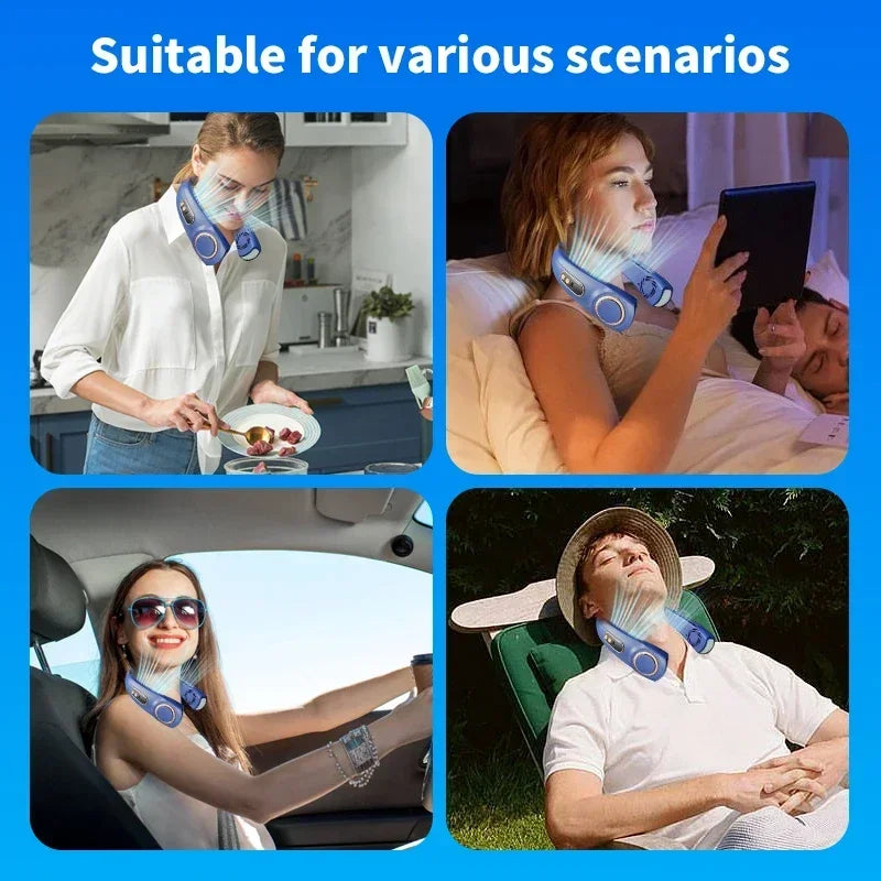 JKUOO Rechargeable Personal Portable Hands Free Neck Fan