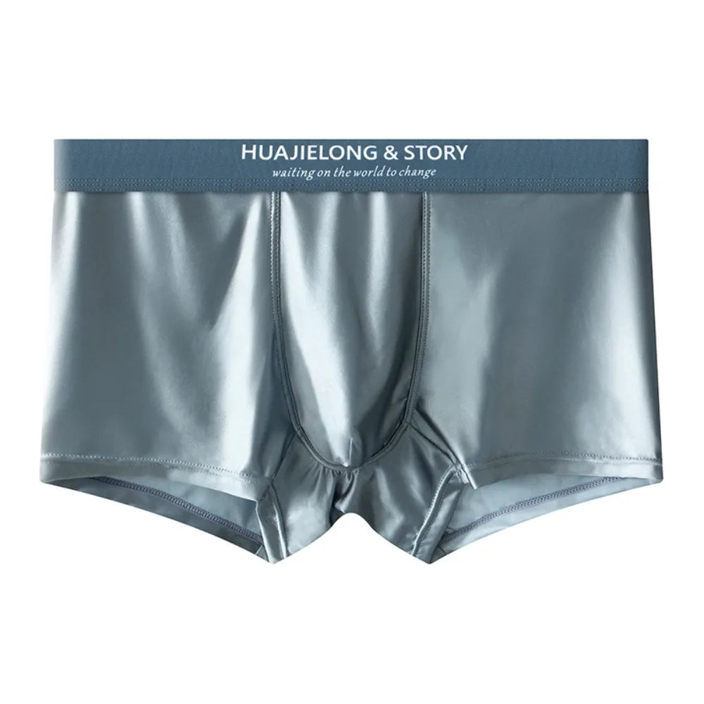 Breathable Thin Satin Seamless Mid Waist Boxers