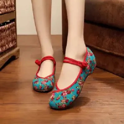 Retro Embroidered Anti-Skid Ballet Shoes