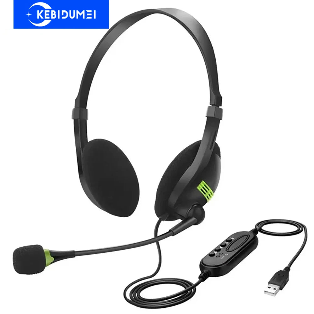 Wired Operator Retractable Headset with Microphone