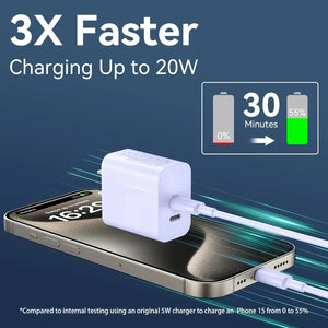 2-Pack 15 40W Dual Port Block With 2Pack 6FT USB C To C Fast Charger Cable