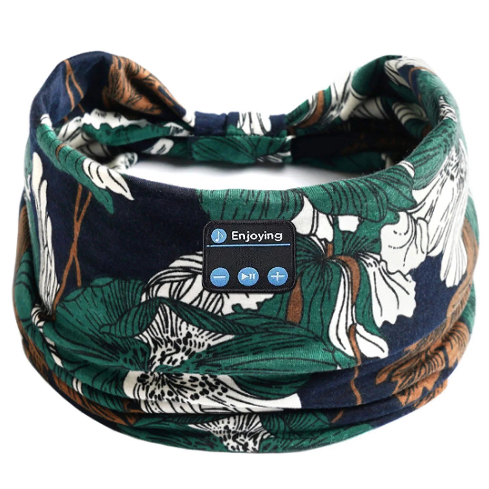 Wireless Bluetooth Floral Print Headband Headphones with Headset Microphone