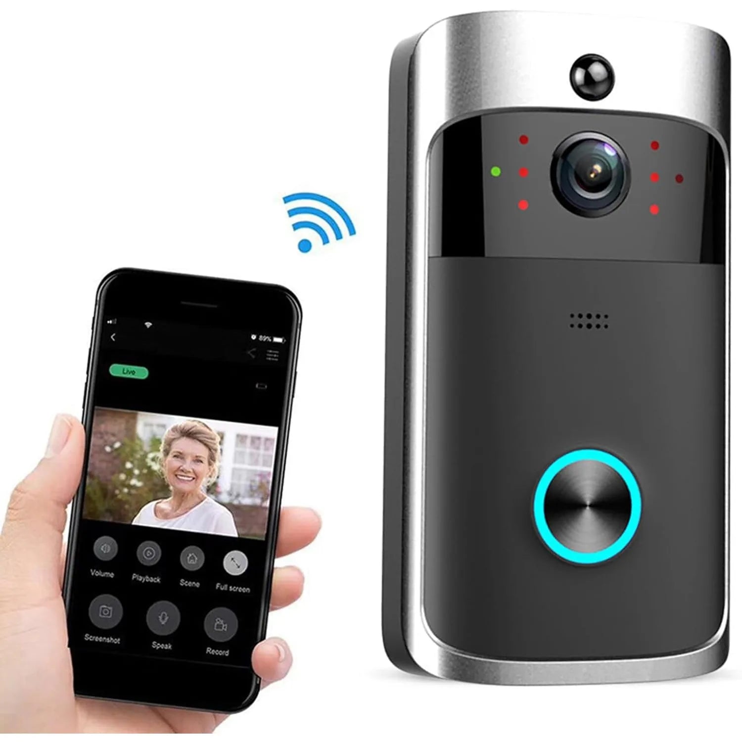 Smart WiFi Video Doorbell with Night Vision Camera SmartSensor for Doors and Windows