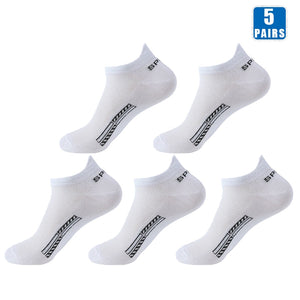 5 Pair Pure Cotton Low-Cut Boat Socks