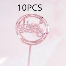 10Pcs Rose Gold Happy Birthday Cake Topper