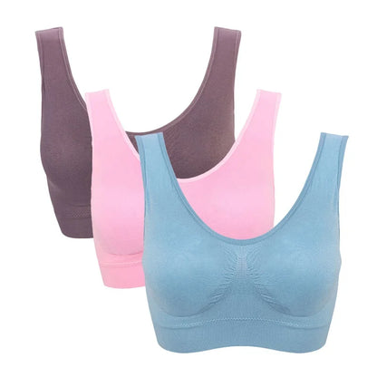 3pcs Seamless Active Bra With Removable Pad