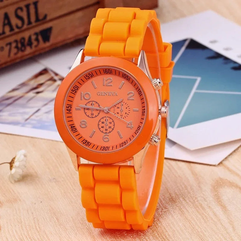 Geneva Ladies Silicone Strap Quartz Wristwatch