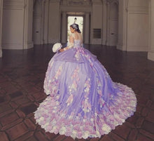 Long Sleeves Floral Pearls Sweet 16 Dress