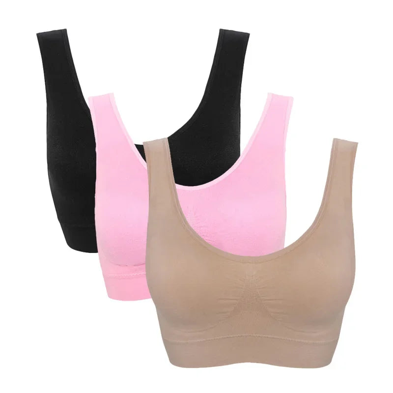 3pcs Seamless Active Bra With Removable Pad