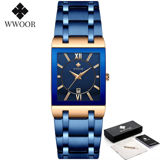 WWOOR Quartz Square Face Geneva Design Wrist Watch