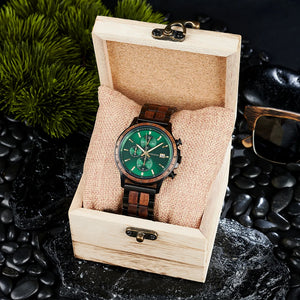 BOBO BIRD Wood & Stainless Combined Chronograph Wristwatch