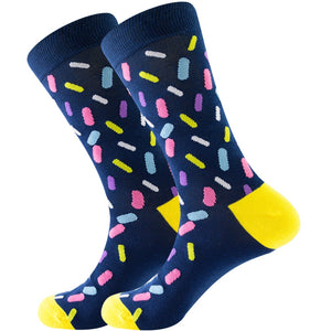 Happy Colorful Striped Argyle Geometric Print Socks