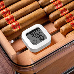 CIGARLOONG Cedar Wood Clear Cigar Humidor with Hygrometer