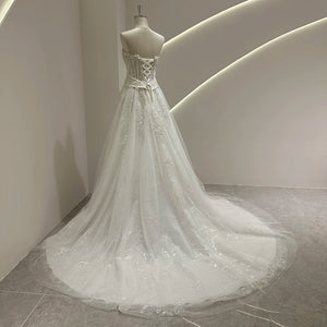 Romantic Strapless See-Through Wedding Dress