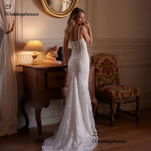 Beaded Shoulder Strapped Sequined Shiny 2 Pieces Wedding Dress With Satin Detachable Train
