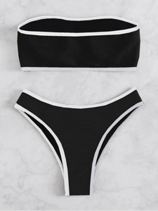 Contrast Binding Thong Cut Swimsuit