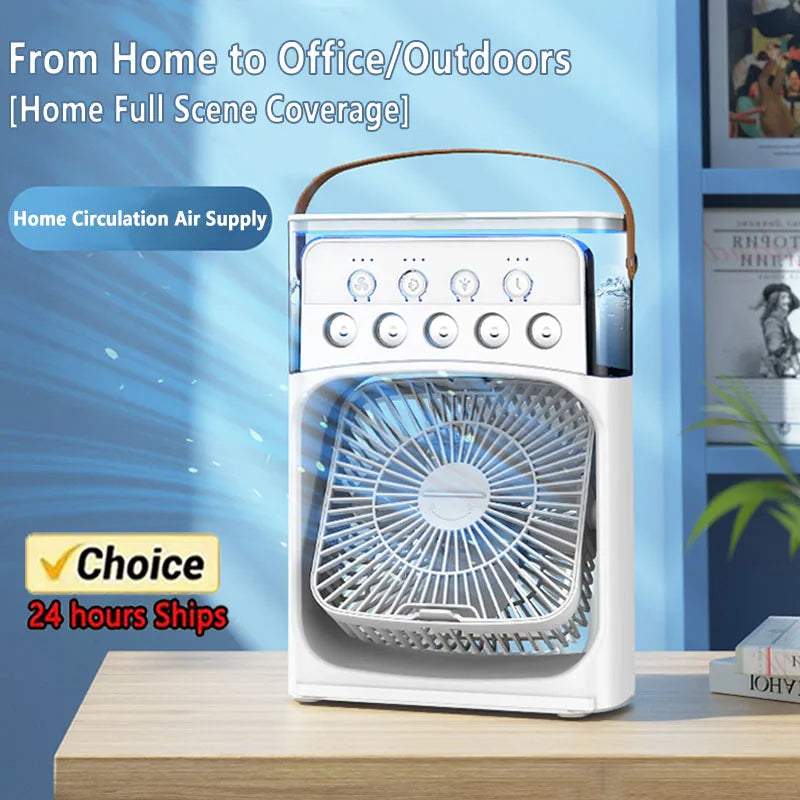 3 In 1 Small Fan Air Conditioner LED Night Light