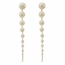 Elegant Gradient Handmade Simulated Pearl Tasseled Long Dangle Earrings