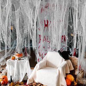 Black White Creepy Cloth Spooky Gauze Fabric Halloween Decoration hall