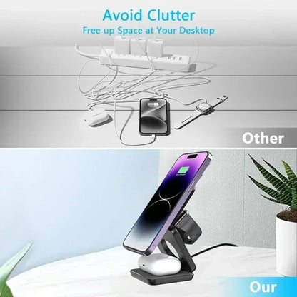 3 In 1 Foldable Magnetic Wireless Charger Stand For iPhone